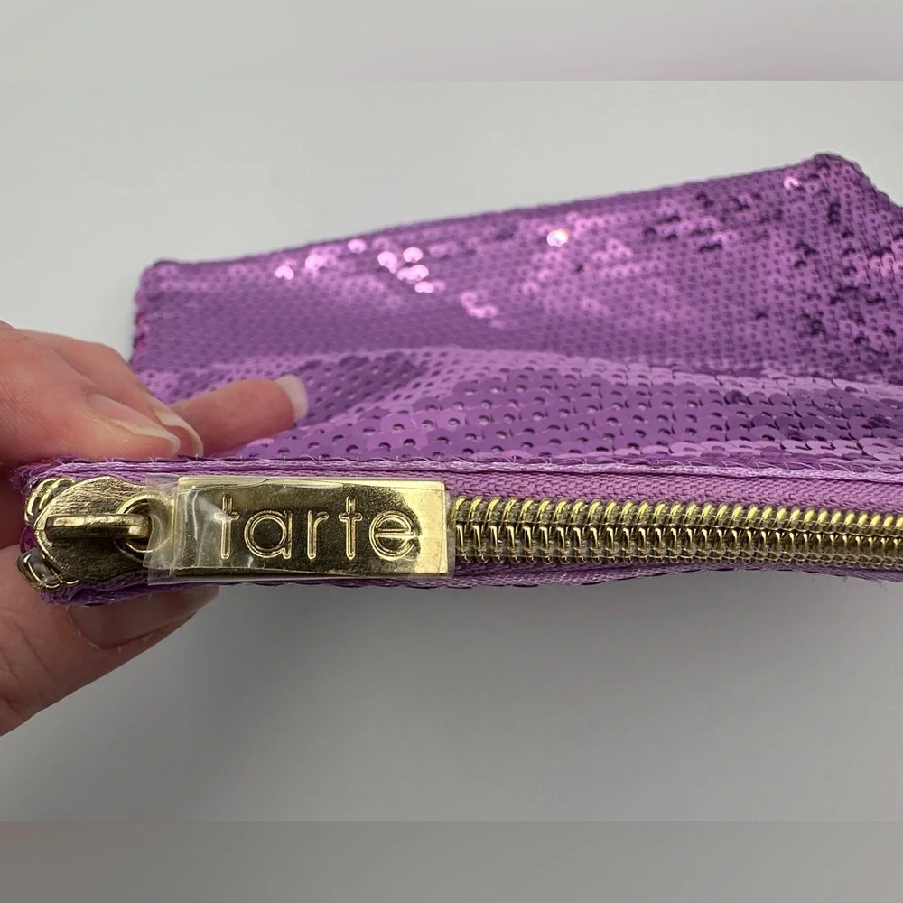 Pink and Lavender Tarte Flamingo Sequin Makeup Bag & New Flamingo Knee Hi Socks